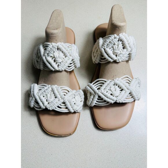 Torrid Women's BOHO Macrame Double Band Slide Sandals Double Wide Size 10WW - Picture 1 of 5